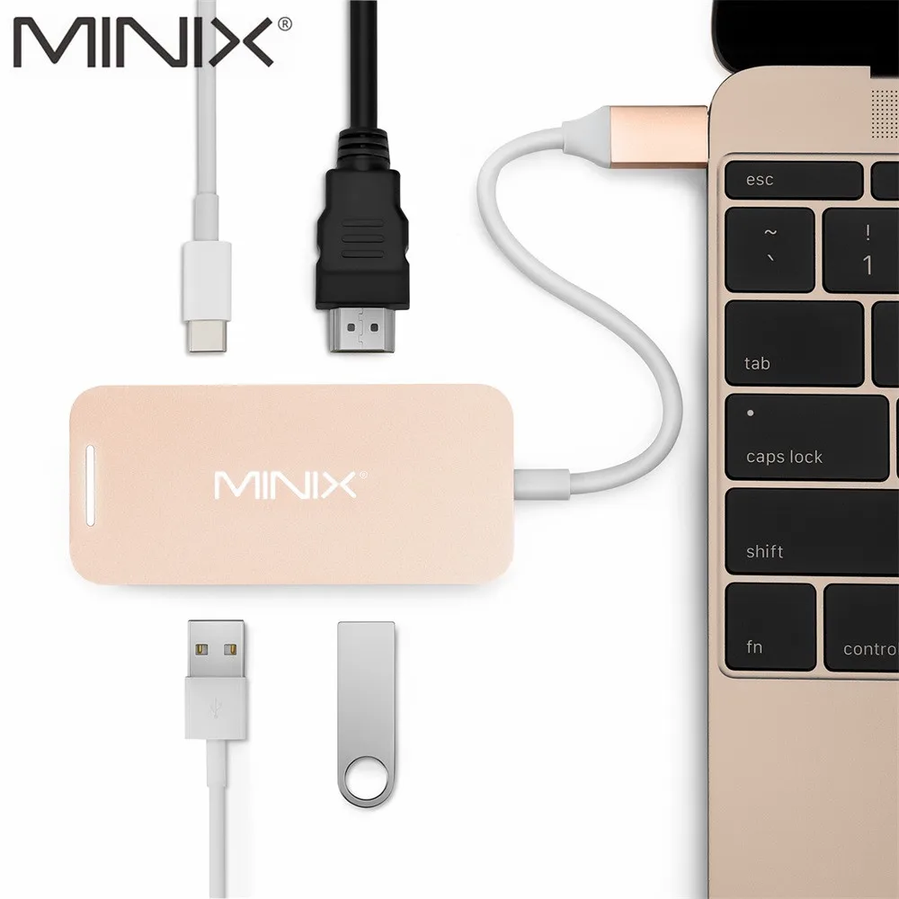 

Original MINIX NEO C Mini USB-C Multiport Adapter with HDMI output UHD(3840x2160) 30Hz USB3.0 Gold Compatible with Apple MacBook