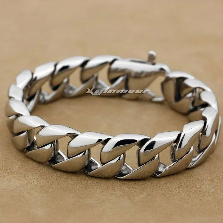 Модный однотонный мужской Байкерский браслет Rocker из нержавеющей стали 316L