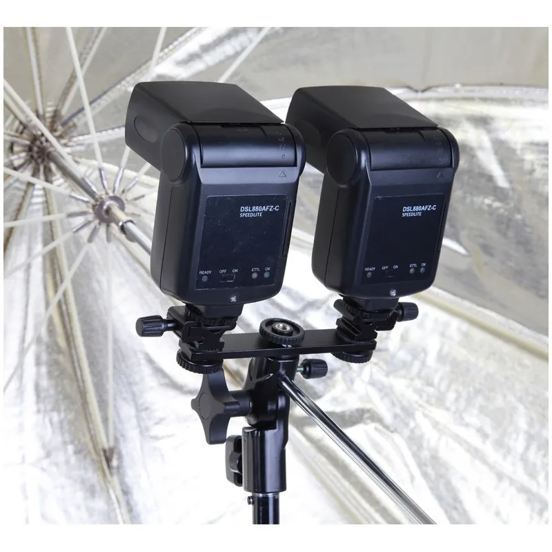 Держатель для фотостудии поддержка камеры 2 шт. Вспышка Speedlite двойной кронштейн