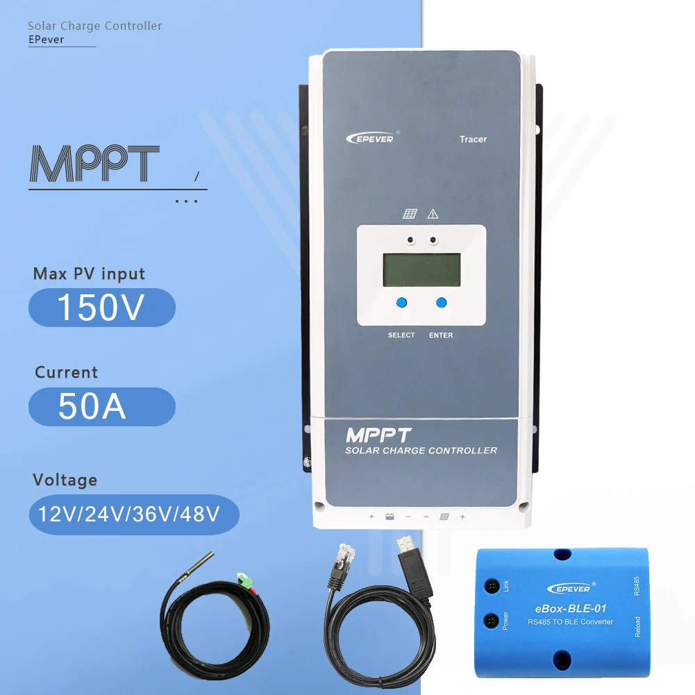 5415AN-BLE-RS485-TSR EPever Tracer5415AN 50A солнечное зарядное устройство MPPT контроллер 12 В 24 в 36 в 48 в авто для Max 150 в солнечная панель Входной регулятор высокого качества - Цвет: 5415AN-BLE-RS485-TSR