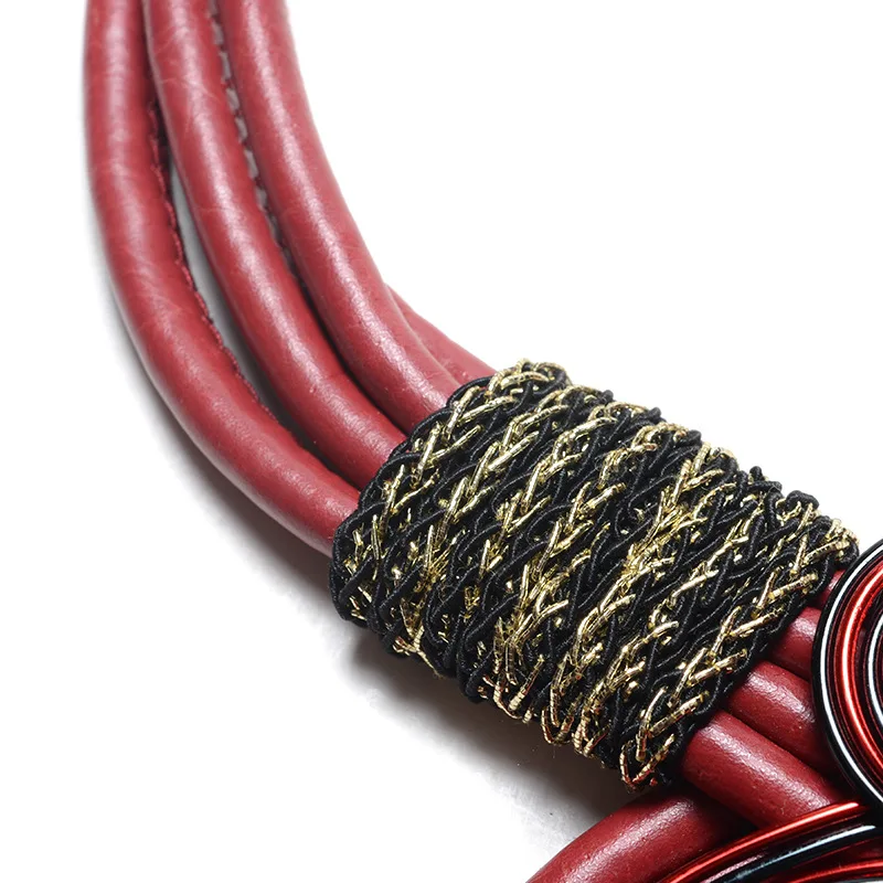 Ожерелье и кулоны женское винтажное круглое многослойное из кожи|leather necklace|fashion