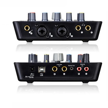 Новый горячий значок upod nano USB звуковая карта Plug play 2 mic In/1 guitar In Out Интерфейс записи +
