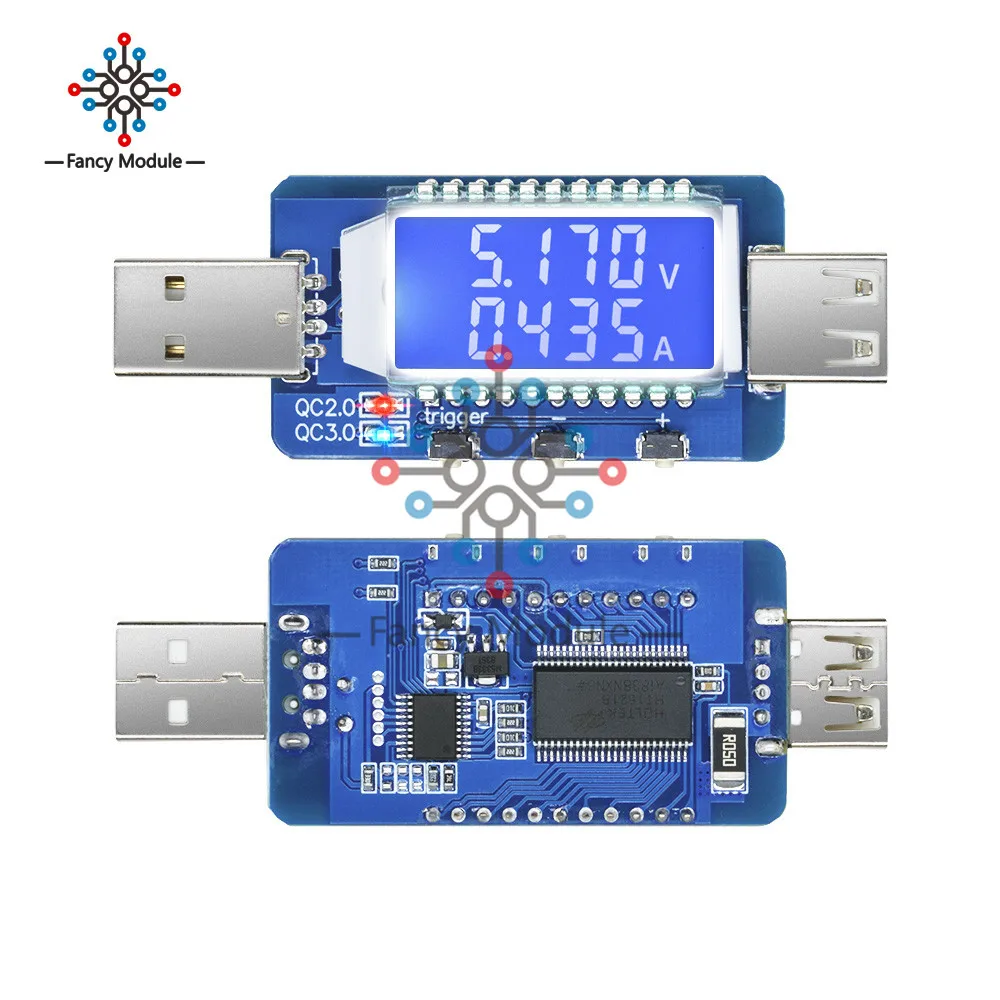 QC2.0 QC3.0 4 V-28 V Электрический афера мощность триггер ЖК-цифровой USB тестер с ЖК-экраном звуковой сигнал тревоги напряжение переменного тока метр тестер Вольтметр Амперметр