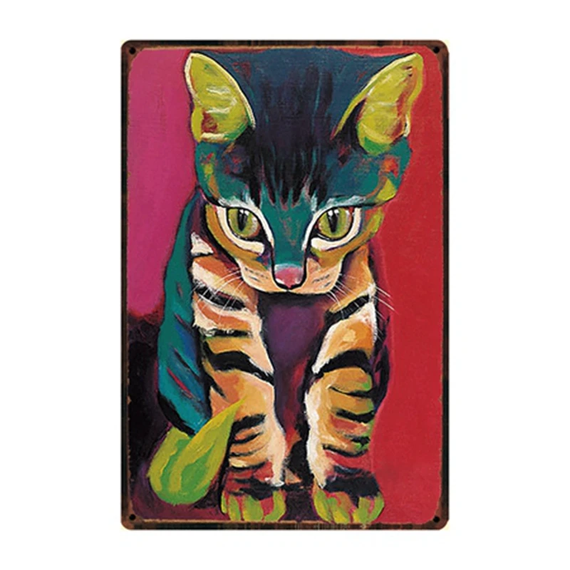 

[ Kelly66 ] Cats Metal Sign Tin Poster Home Decor Bar Wall Art Painting 20*30 CM Size y-2175