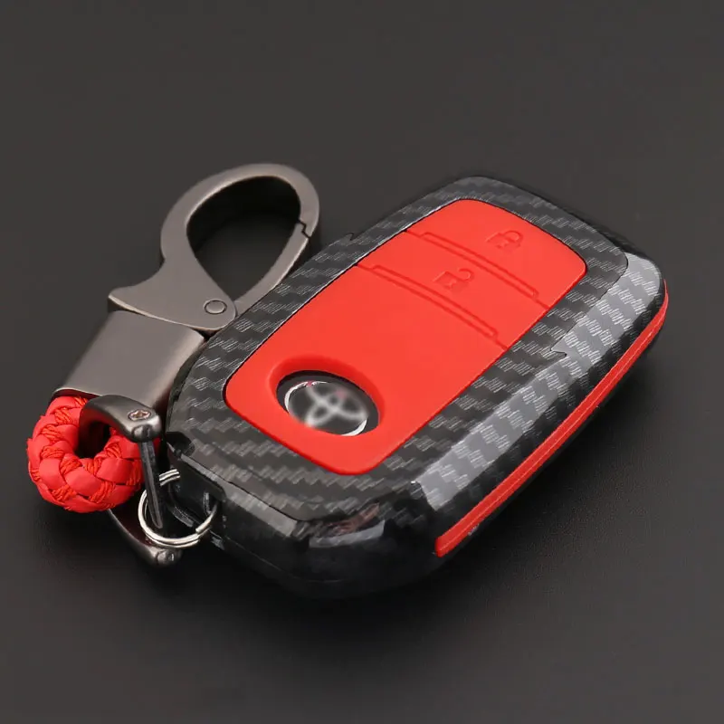 2 button Для Toyota Hilux Fortuner Land Cruiser Camry Coralla Crown RAV4 Highlander силикон из углеродного волокна чехол для ключей Fob shell - Название цвета: 2 button