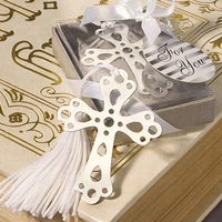 30pcs silver stainless steel hollow cross bookmark for wedding baby shower party birthday favor gift souvenirs souvenir