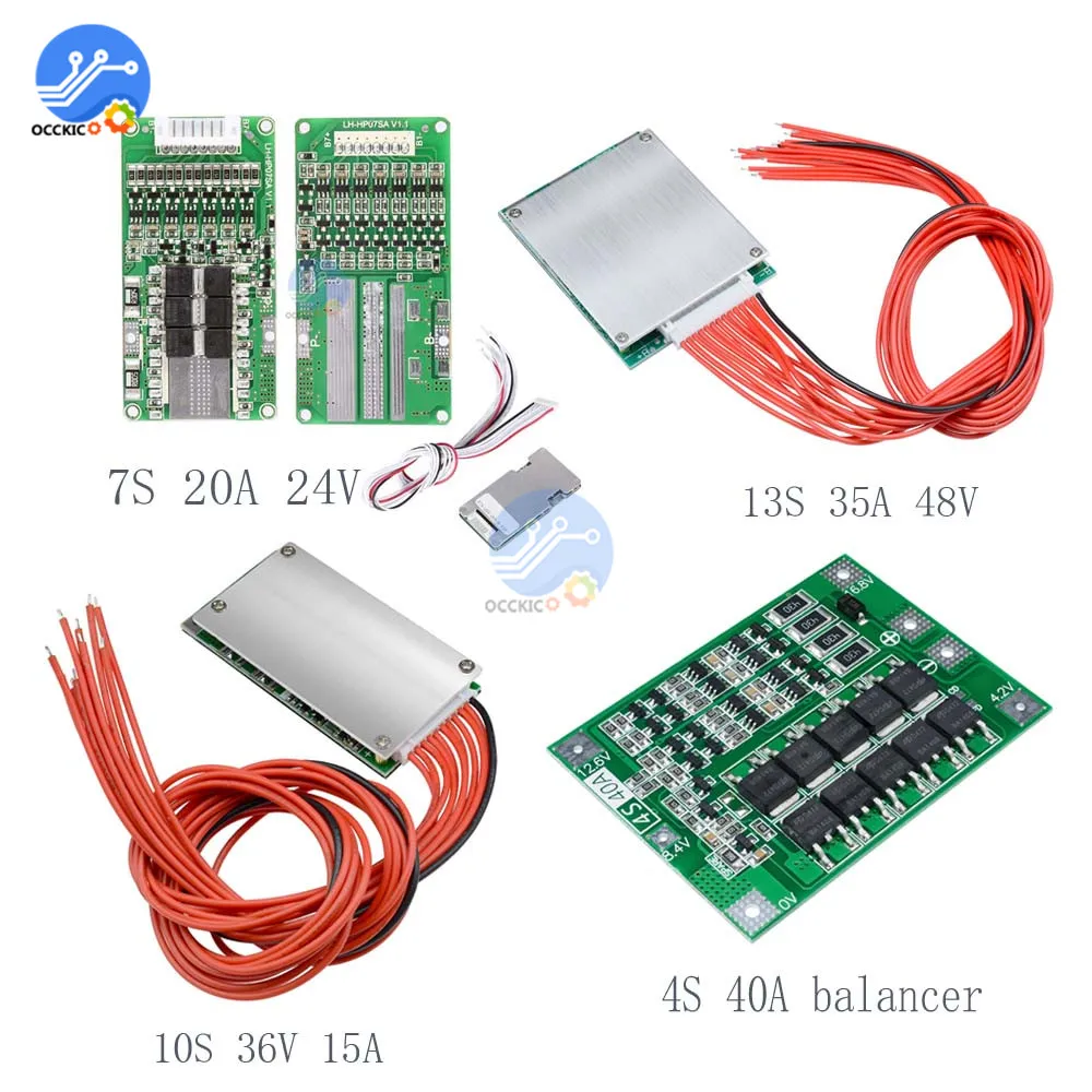 BMS 4S 40A/7S 20A 24 V/10 S 36V 15A/13S 35A 48V 18650 литиевая батарея Защитная балансировочная плата power Bank зарядное устройство для Arduino