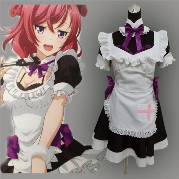 

lovelive Nishikino Maki Apron Dress School idol project Servant girl Maid Cosplay Costume Anime uniform Japanese halloween