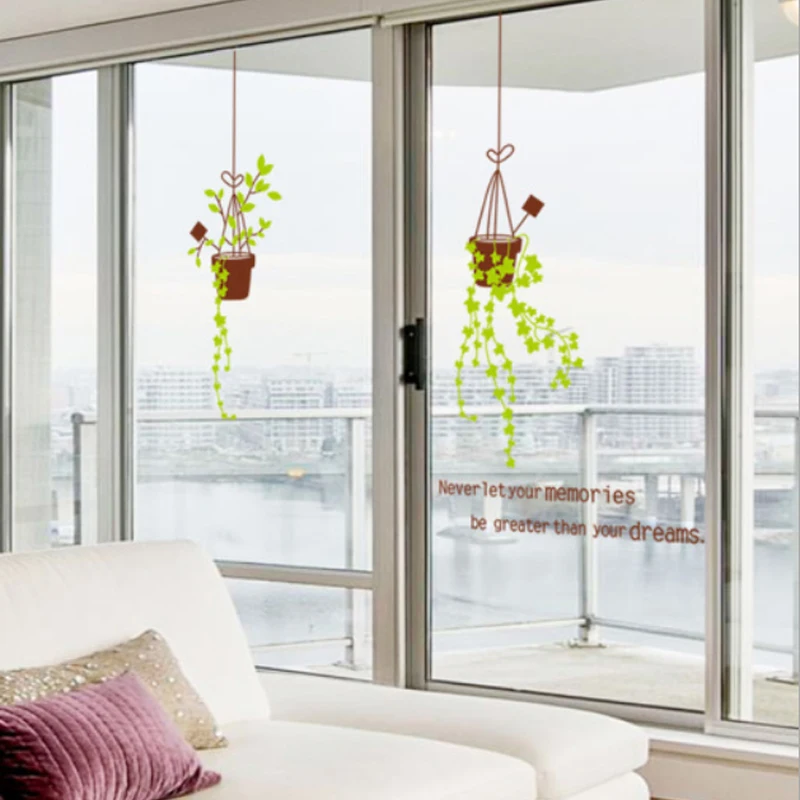 Новый Элегантный Корзины Завод Стены Стикеры Muraux Творческий Окно Стикер