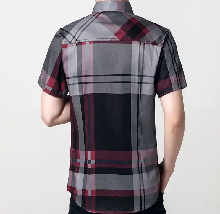 2 color Men's short sleeve shirt Wholesale fashion cultivate one's morality plaid size: S - 5 xl airlines free shipping | Мужская