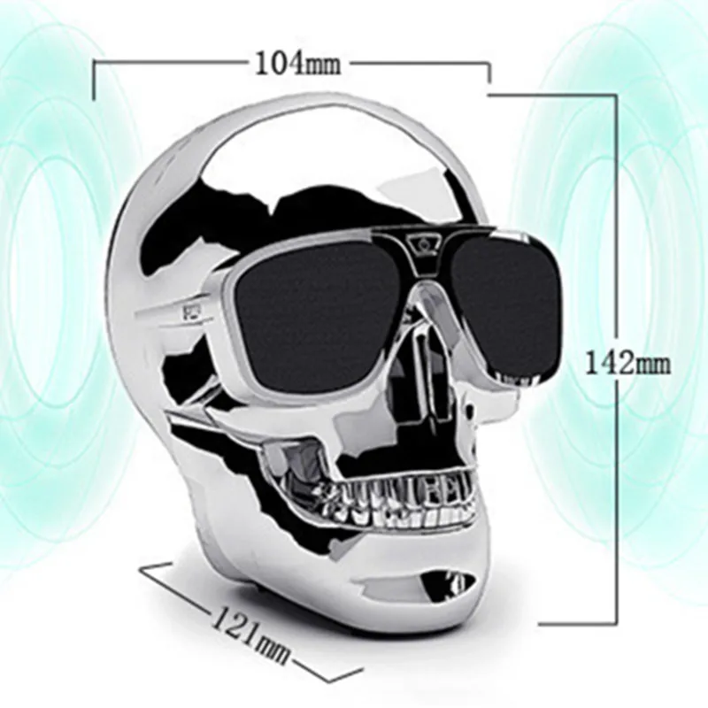 저렴한 큰 해골 모양 무선 블루투스 스피커 선글라스 데스크탑 사운드, 모바일 컴퓨터 서브 우퍼 다목적 스테레오 뼈 스피커