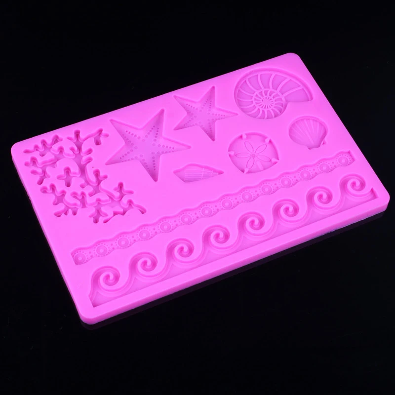Подводный мир раковины плесень 3D DIY практичная волна Звезда помадка украшения