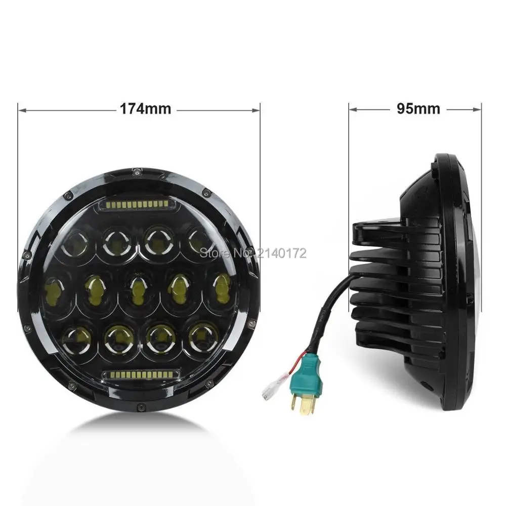 Черный/хром круглый 75 Вт Высокая/ближнего света DRL светодиодный авто фары
