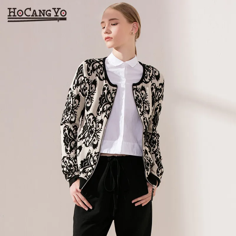 HCYO/модные топы женская одежда короткая куртка-кардиган длинный рукав круглый