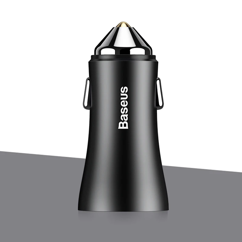 Black Автомобильное зарядное устройство Baseus с двумя usb-портами для iPhone 11, samsung, зарядное устройство для мобильного телефона, автомобильная Зажигалка для сигар, планшет, gps адаптер для путешествий, зарядное устройство для телефона - Тип штекера: Black