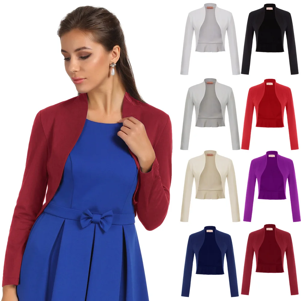 BP Дамы Винтаж с длинным рукавом открытый передний гофрированный подол хлопок