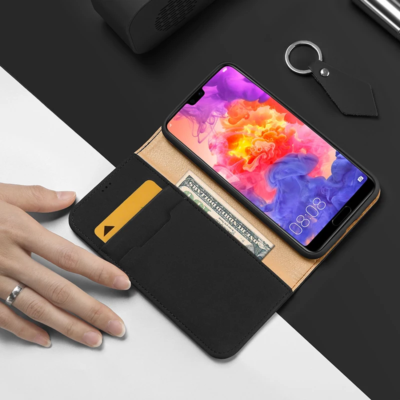 Роскошный чехол DUX DUCIS из натуральной кожи для Huawei P20 Pro винтажный кошелек