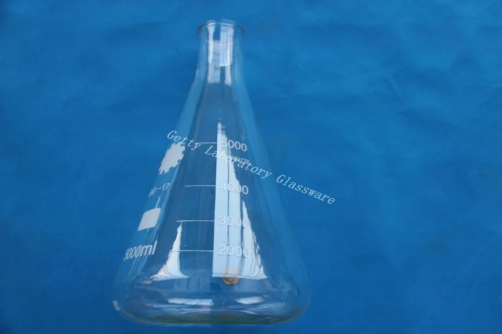 Коническая колба 5000 мл (5 л) Erlenmeyer с широким горлышком (лабораторное стекло) |