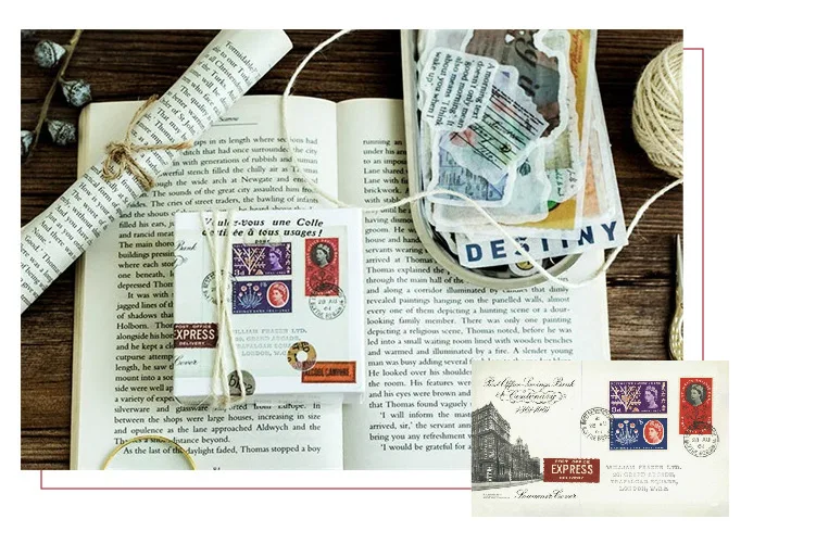Винтажная английская бумажная наклейка, книга, альбом, дневник, DIY декоративные из рисовой бумаги, наклейка
