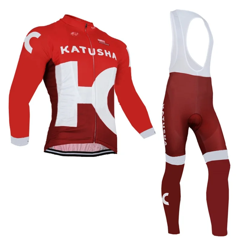 Мужская веломайка с длинным рукавом KATUSHA PRO TEAM Красная Трикотажная Одежда для