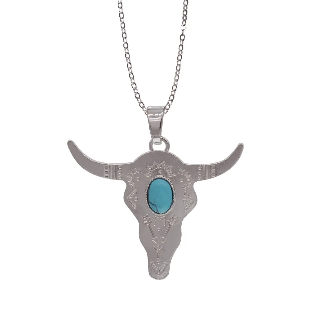 Оптовая Продажа Модные буйвола головы серебряный цвет быка крупного рогатого