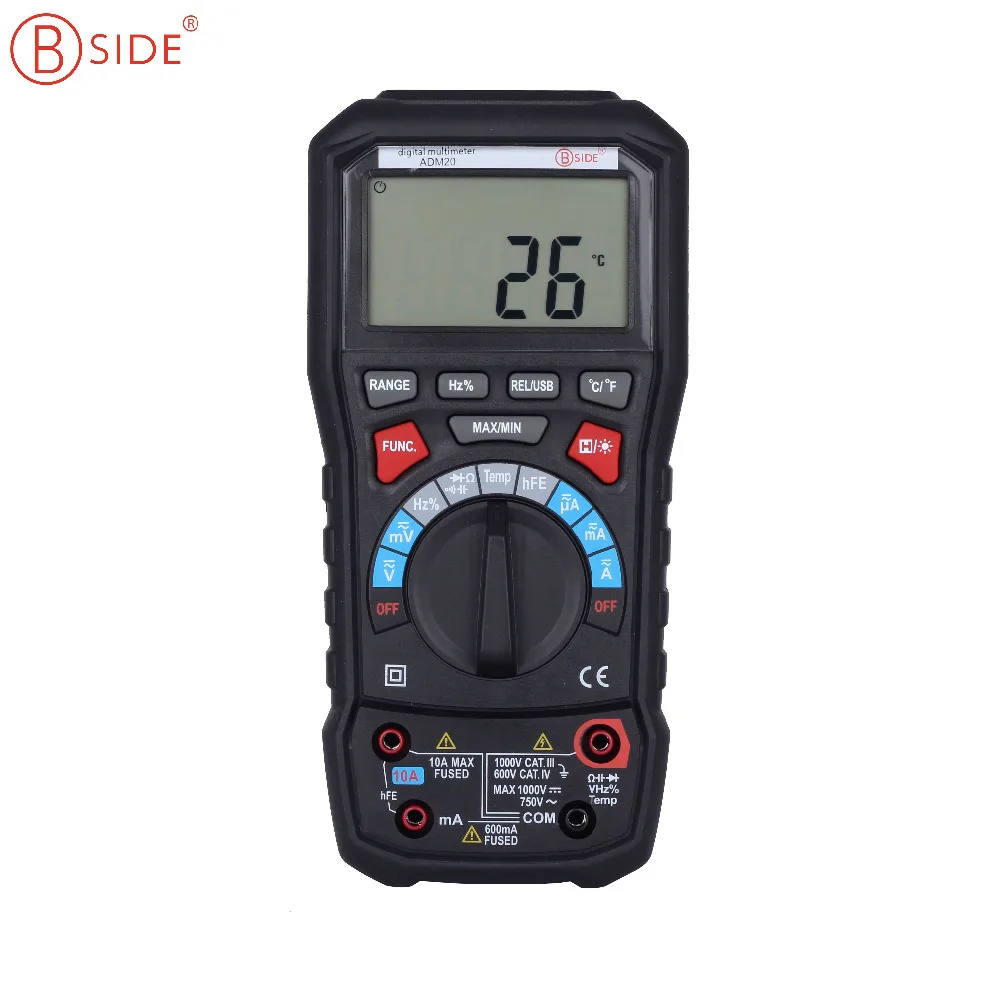 BSIDE ADM20 6000 рассчитывает значение true rms Цифровой мультиметр DC/AC Температура емкость