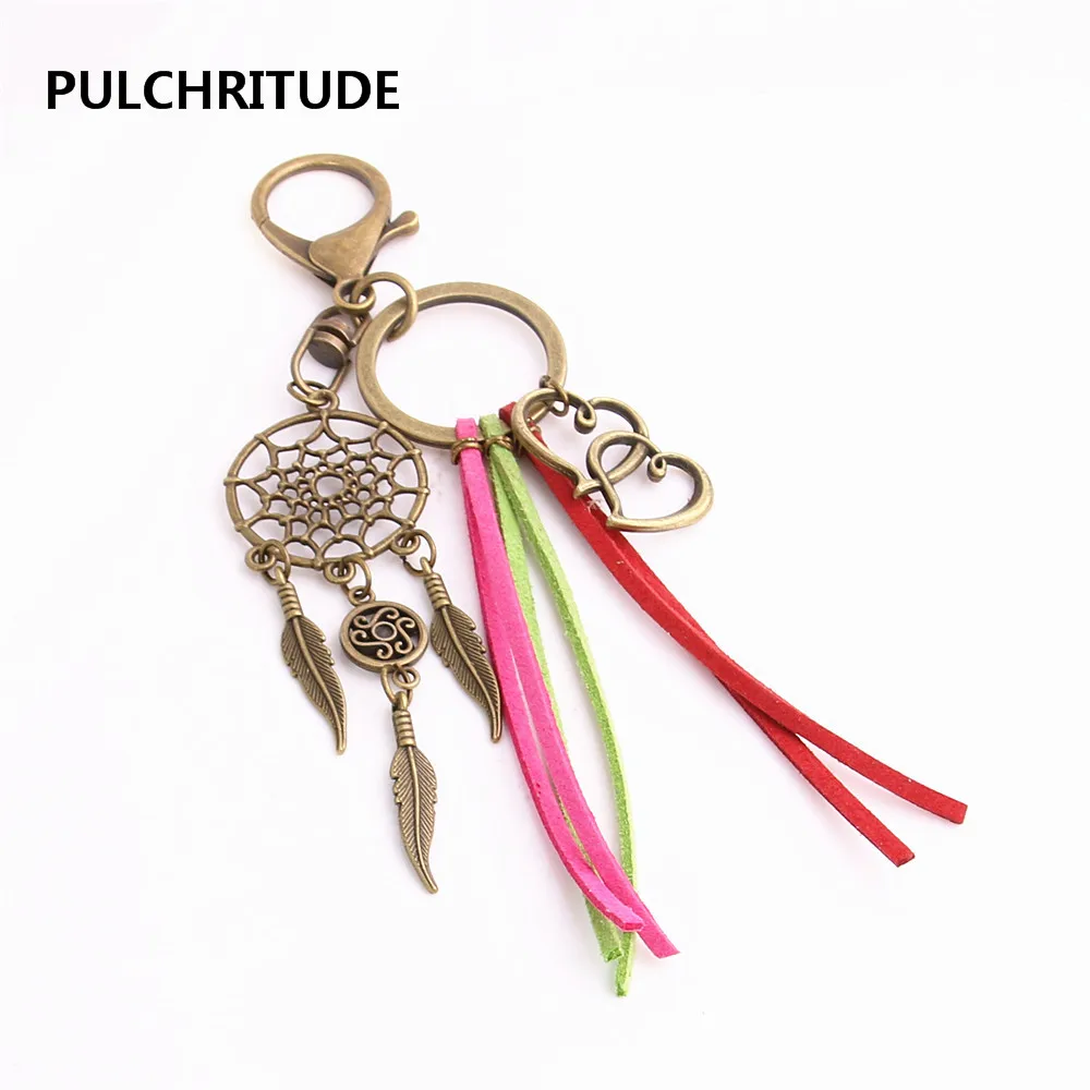 PULCHRITUDE 2 шт./лот металлический брелок в форме сердца кулон ручной работы Dreamcathcer