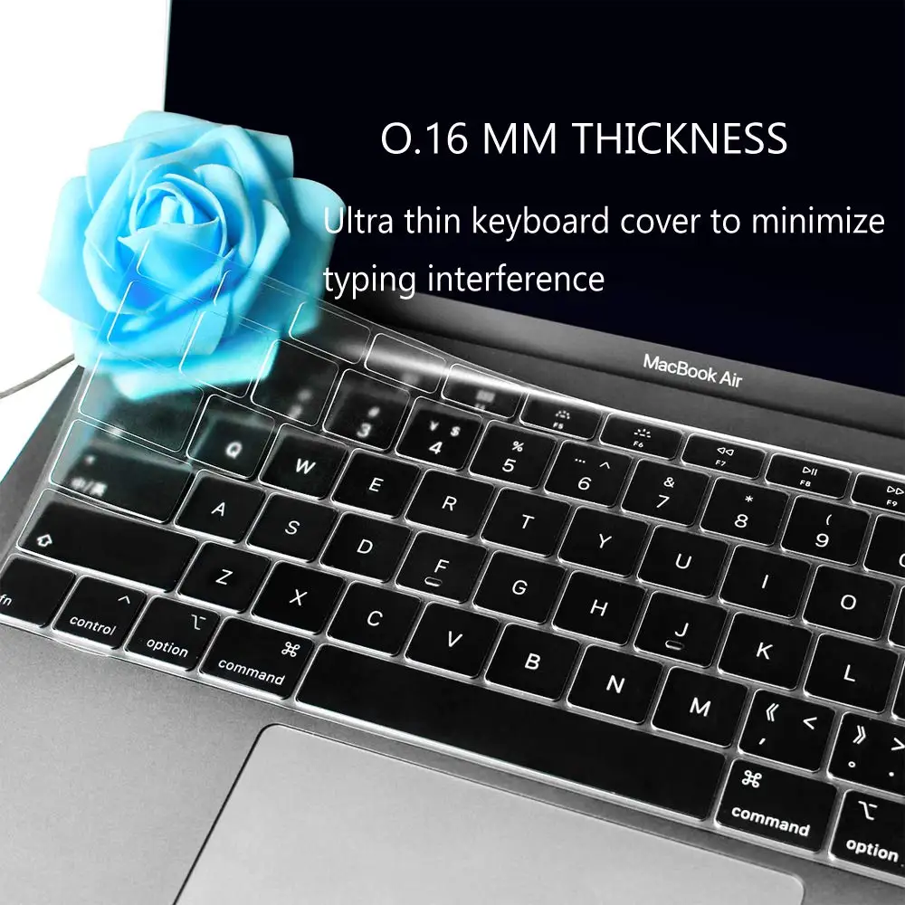 EU/UK Keyboard Cover TPU Keyboard Protector Skin for New MacBook Air 13" 13.3-Inch Touch ID A1932, Release Dust Cover