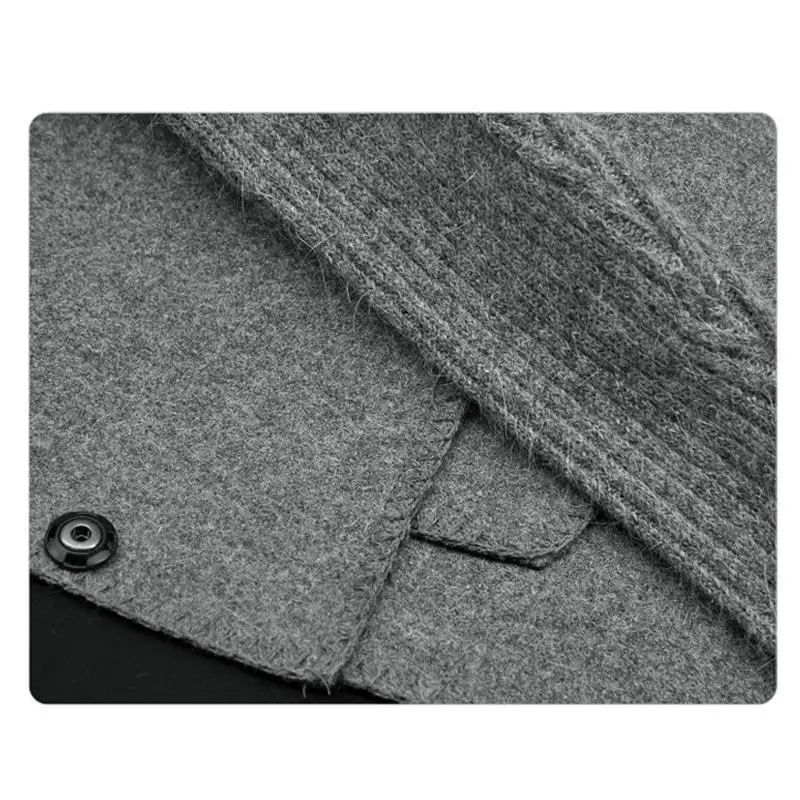 

Women Knitted Coats Europe Casual Woolen Blends Jackets Winter Knitted Patchwork Long Sleeve Fake Pockets Feminina Wool