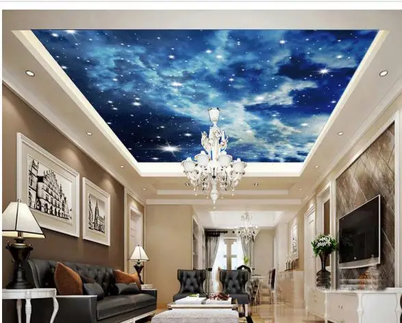 

Free shopping 2015 New non-woven Dream sky star condole background wall wallpaper