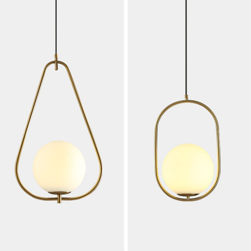 Подвесной светильник из латуни и белого стекла для спальни столовой|Подвесные
