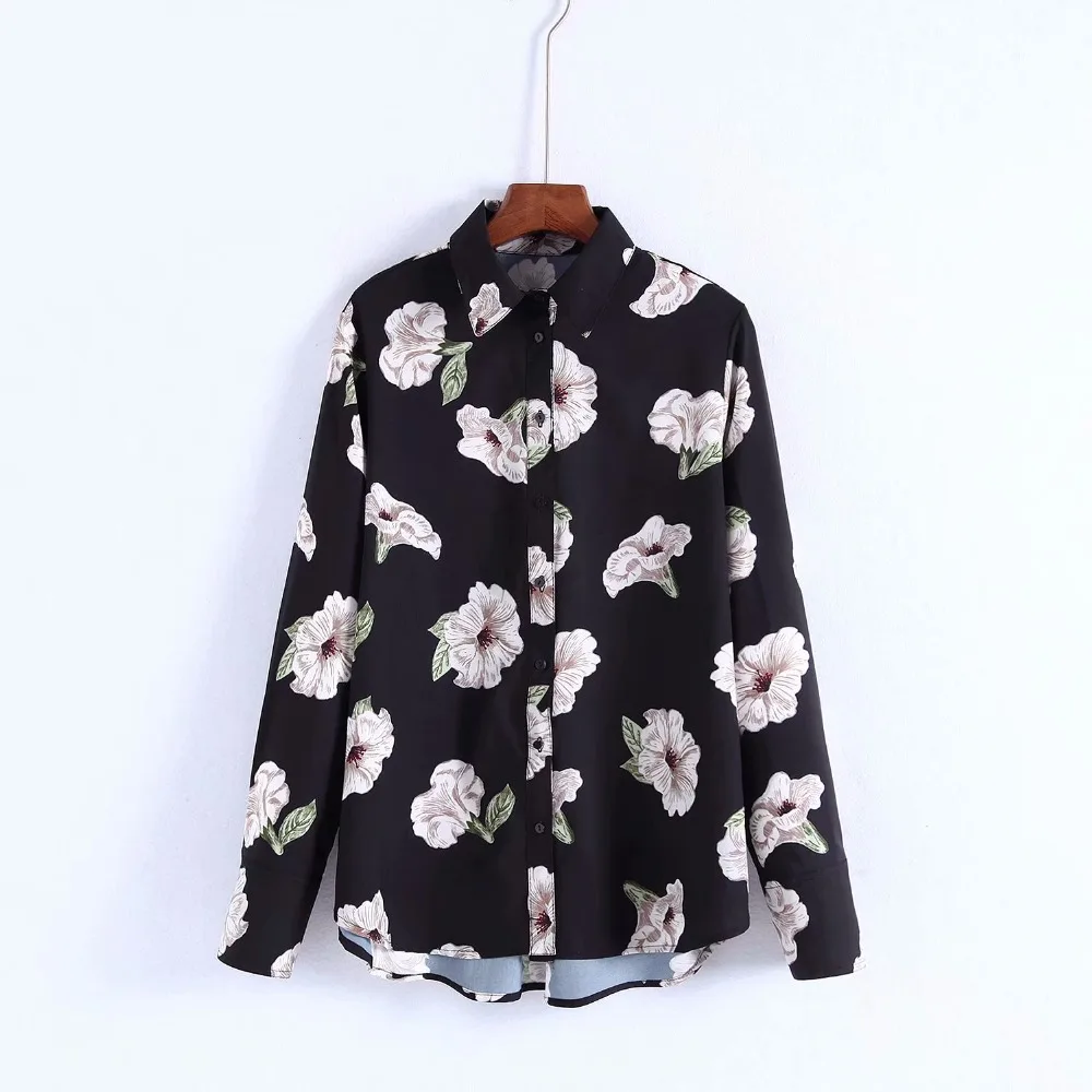 Za женские осенние Рубашки с принтом Блузки длинным рукавом рубашки Слик s Camisa Blusas