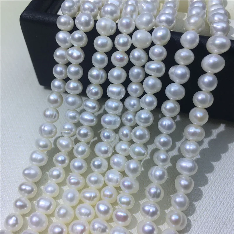 1pcs 4.5-5.5mm natural white pearl chain 34cm shellfish Oyster necklace wholesale beads nature for women gift new | Украшения и