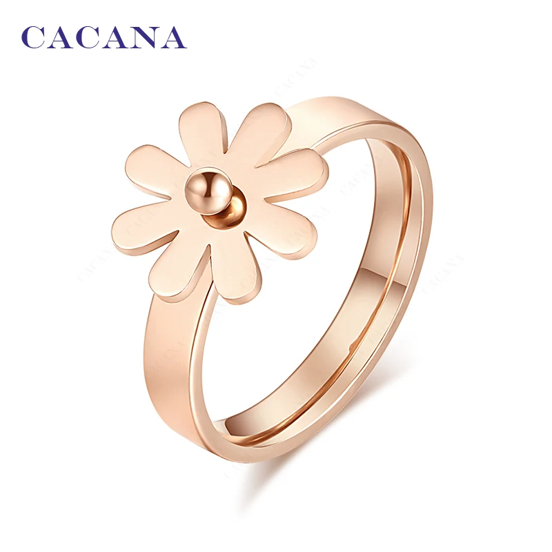 Женские кольца из нержавеющей стали CACANA модные украшения золотого цвета с