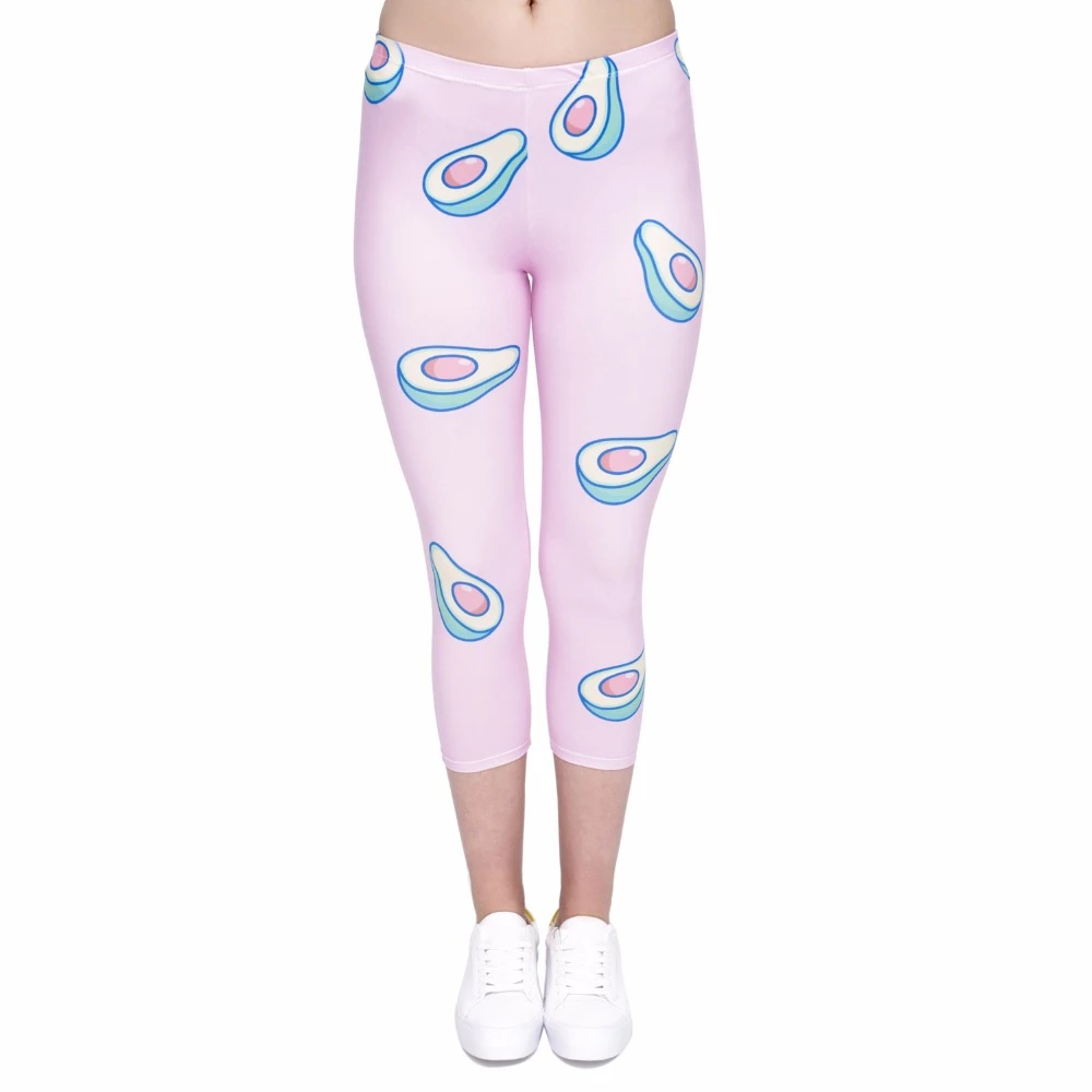 Женские леггинсы капри с принтом авокадо розовые сексуальные брюки Капри длиной