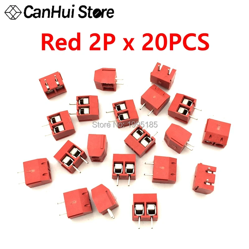 20 шт. KF301-2 P 3 P винт 5,0 мм клеммный блок 2 Pin 3 Pin pcb клеммный блок соединитель синий, зеленый, красный и черный выбор