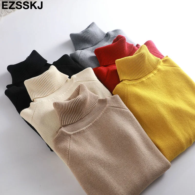High Quality Turtleneck Sweater Women Winter thick Pullover Solid Knitted Tops for Autumn Female oversized | Женская одежда