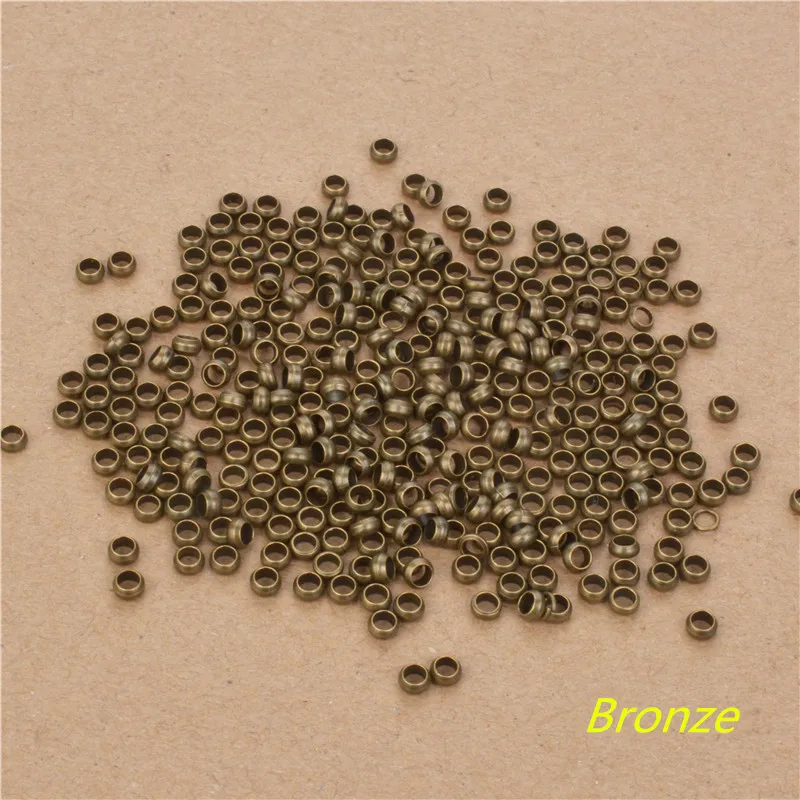 

2/2.5/3/3.5/4mm 200pcs Rhodium Plated Round Metal Beads Crimp End Beads Spacer Beads For Jewelry Making DIY Jewelry Findings