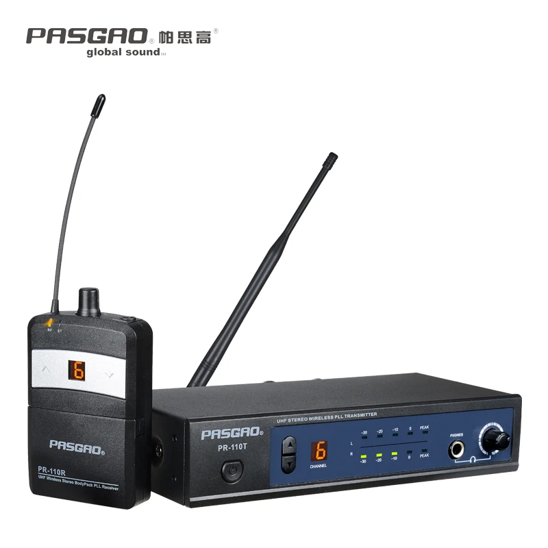 Pasgao PR110R стерео одноканальный хорошее качество 655 679 МГц/838 865 МГц в ухо монитор
