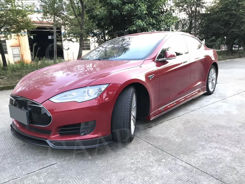 Спойлеры для губ переднего бампера из углеродного волокна для Tesla модель S 70D P85D 90D P100D Седан 4 двери 2012- RZ стиль