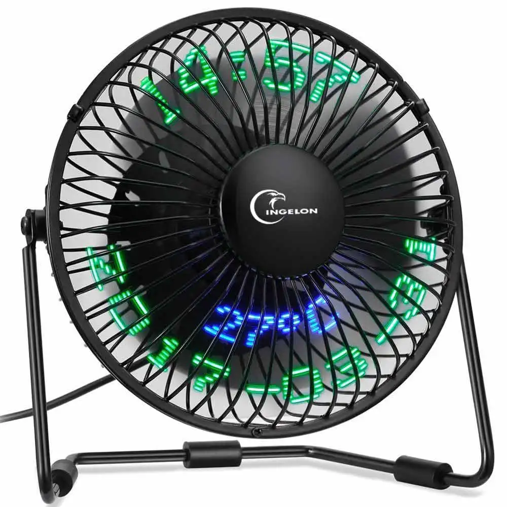 Ingelon светодиодный usb Часы Вентилятор Ventilador usb светодиодный мини-вентилятор Настольный вентилятор с часами и Температура Дисплей 6 дюймов гаджет Вентилятор охлаждения
