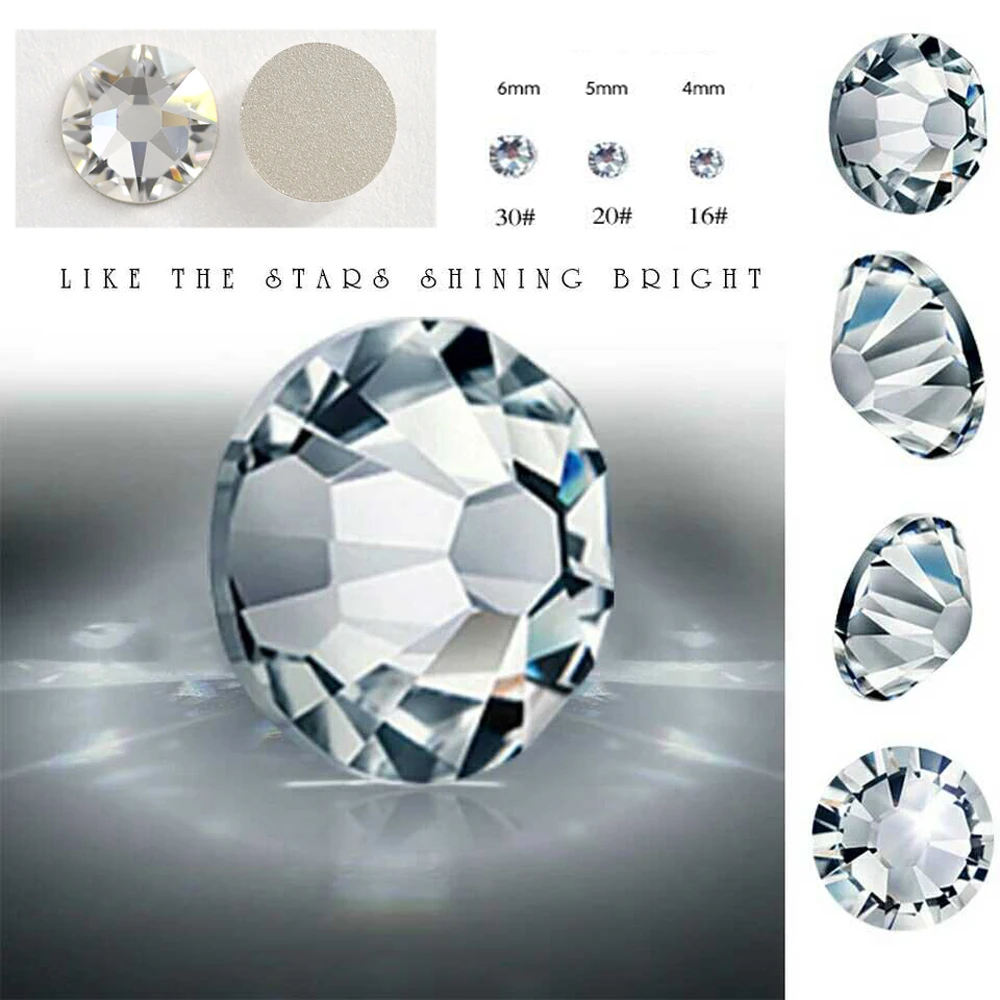 YANRUO 5A Crystal SW RhinestonesSS10 SS16 SS20 SS30 Clear Strass NO Hotfix Flatback Crystals Sparkle Xirius Nail Art Rhinestone | Красота и