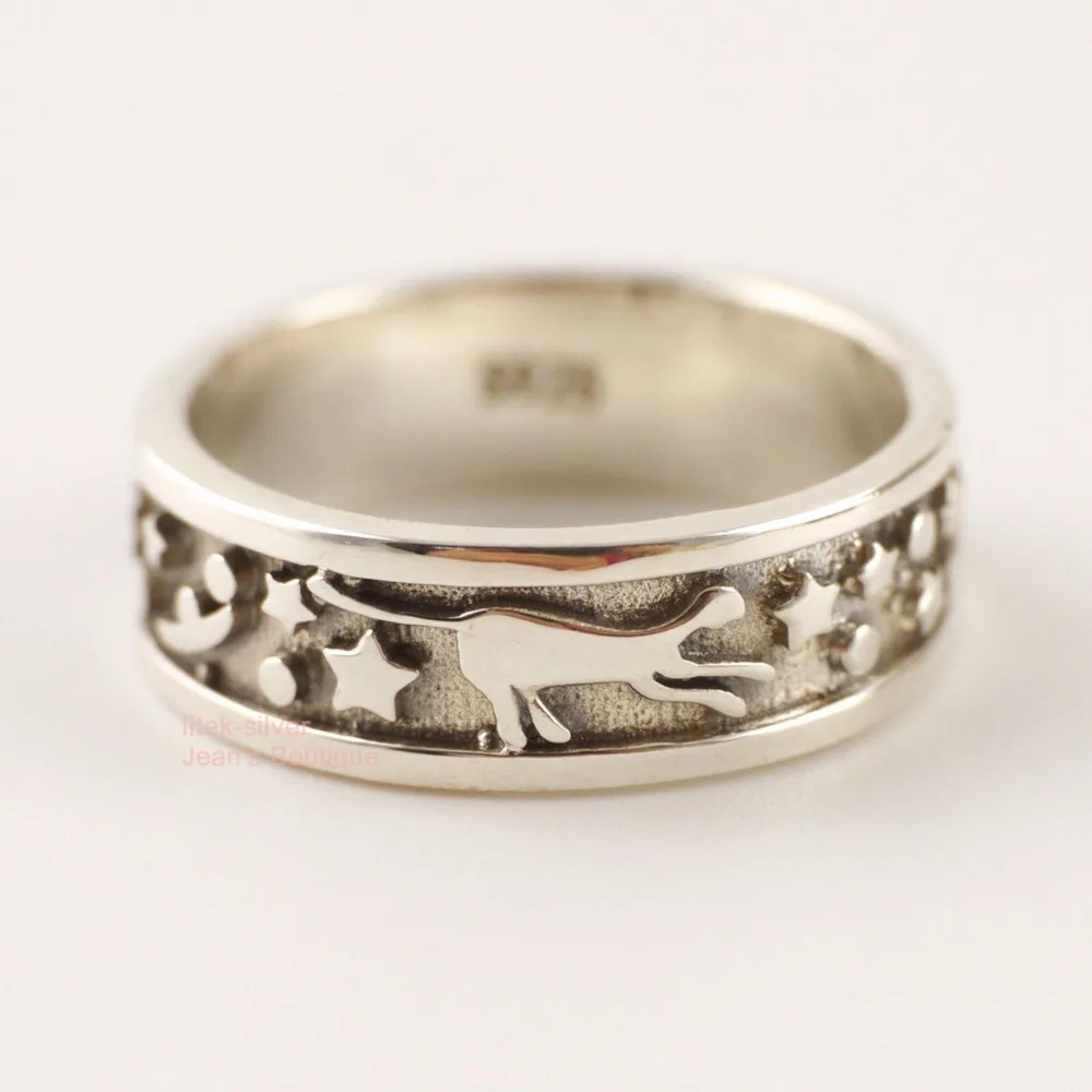 Женское серебряное кольцо в стиле ретро панк рокер луна кот звезда байкерское A3211