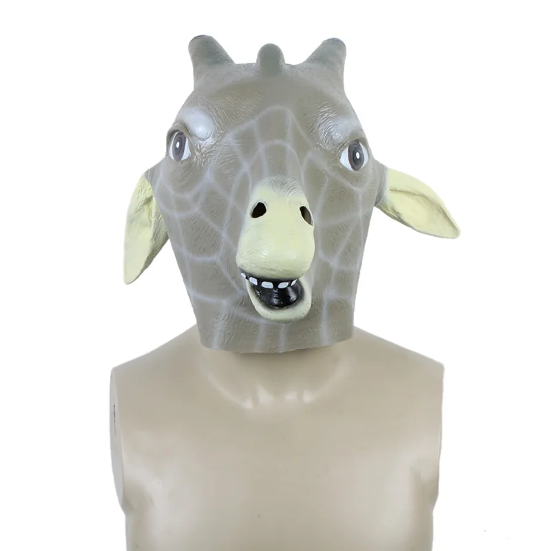 2016 уникальная латексная маска на голову в виде жирафа костюм для Хэллоуина