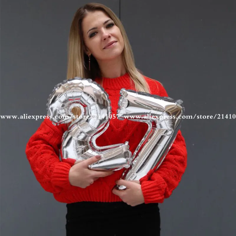 16 дюймов золотое серебряное число фольгированных воздушных шаров цифра Гелиевый