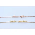 Розовое золото цвет двойной персонализированные имя браслет для женщин ювелирные изделия тела на заказ именные буквы подарочные браслеты с брелоками для влюбленных