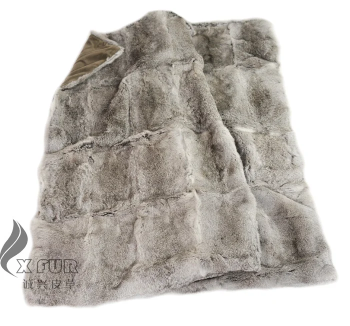 値段 CX-D-08 170*240センチ大きなサイズナチュラルグレーカラーカスタムメイドウサギの毛皮毛布寝具パッチワークリアルウサギの毛皮ブランケット