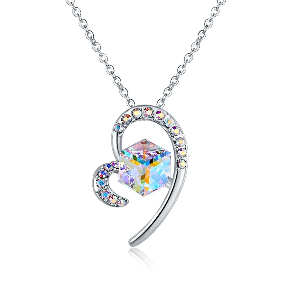 

2018 high quality best selling colorful Aurora love mother's day necklace crystal sugar cube clavicle chain women jewelry