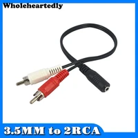 1pcs high quality jack 3 5mm to 2 rca y adapter audio stereo female jack to standard 2 rca male socket headphone cable