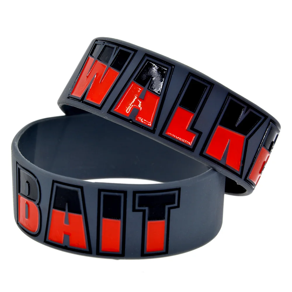 

OBH 25PCS The Walker Bait Silicone Wristband One Inch Wide Dark Grey